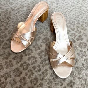 Schutz Women's Gold Slide Sandals
